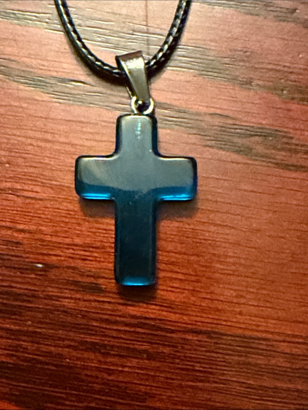 ✴️New✴️Dark Blue Sea Glass Cross Pendant Necklace